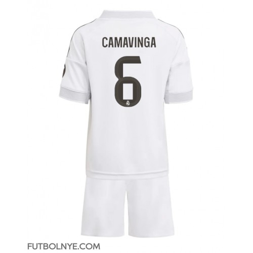 Camiseta Real Madrid Eduardo Camavinga #6 Primera Equipación para niños 2025-26 manga corta (+ pantalones cortos)